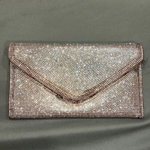 Rose gold Rhinestone clutch bag